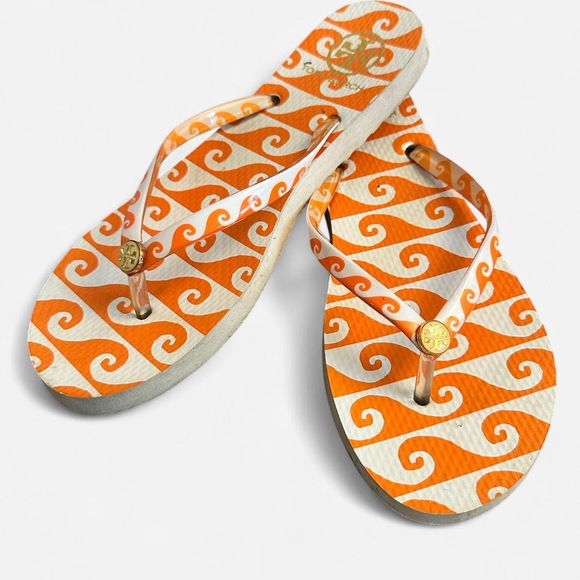 Tory burch orange flip flops - Picture 1 of 7